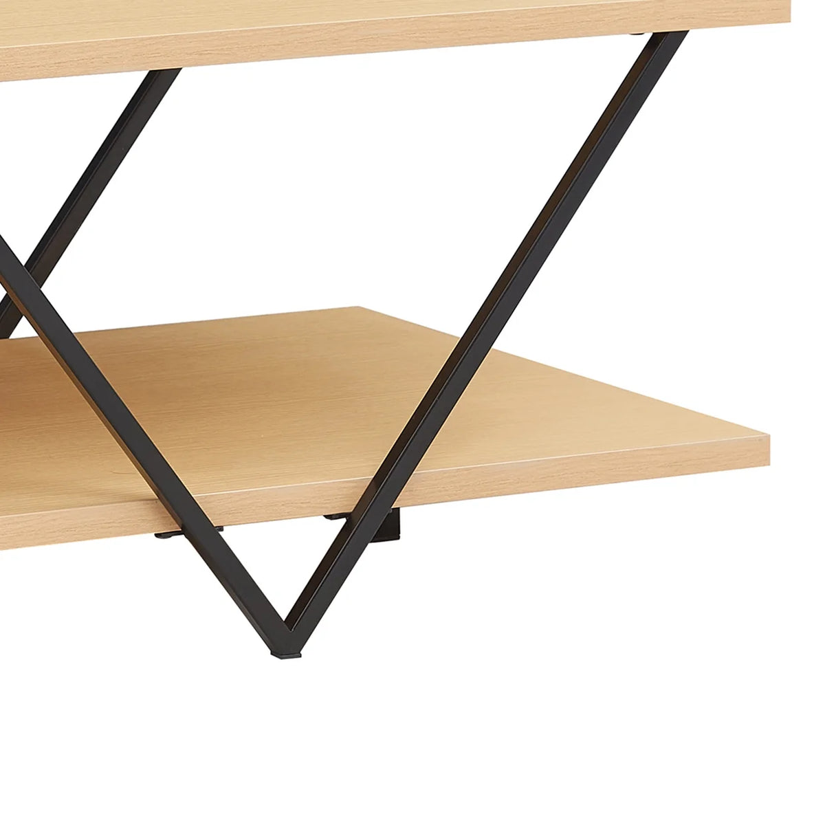 48 Inch 2 Tier Coffee Table with Bottom Shelf V886240