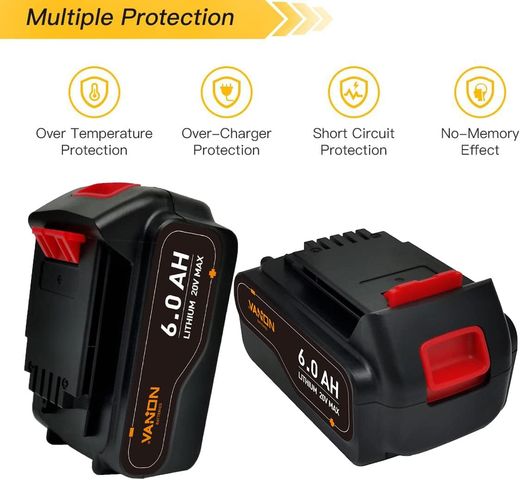 2Pack 6.0Ah 20V MAX Replacement Battery Z200859