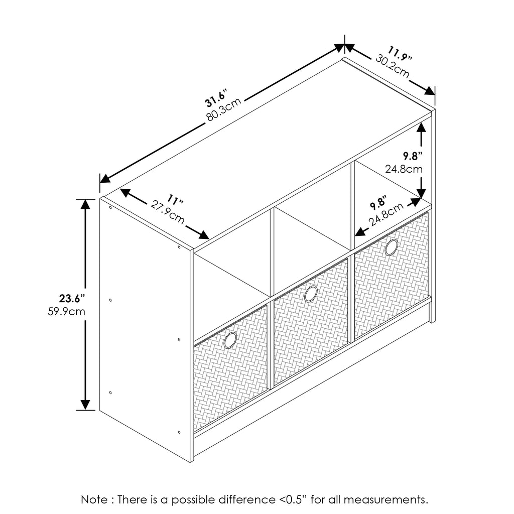 3x2 Bookcase Storage with Bins R4550