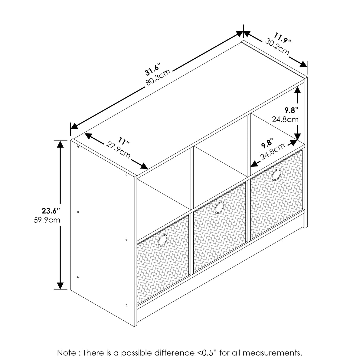 3x2 Bookcase Storage with Bins R4550