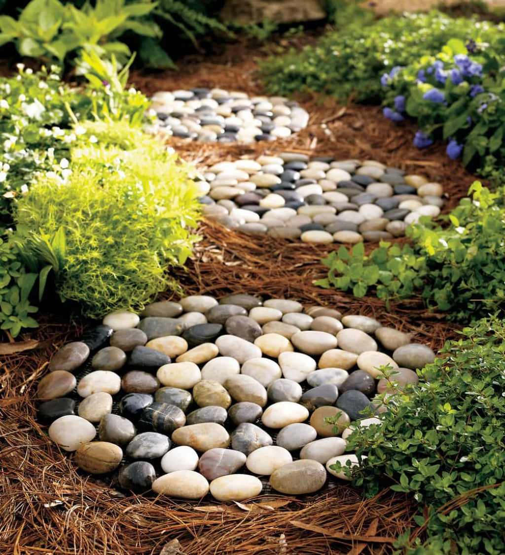 Set of 3 Natural River Rock Stepping Stones R898967