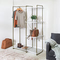 Freestanding Open Metal Closet Wardrobe with 4 Shelves A605