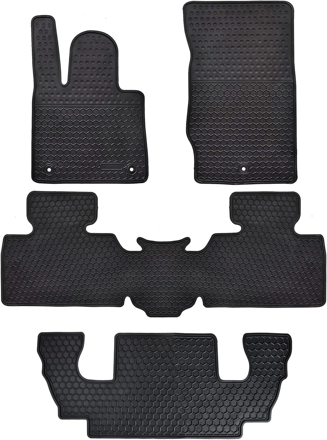 Black 3 Rows Rubber Car Floor Mats E398975