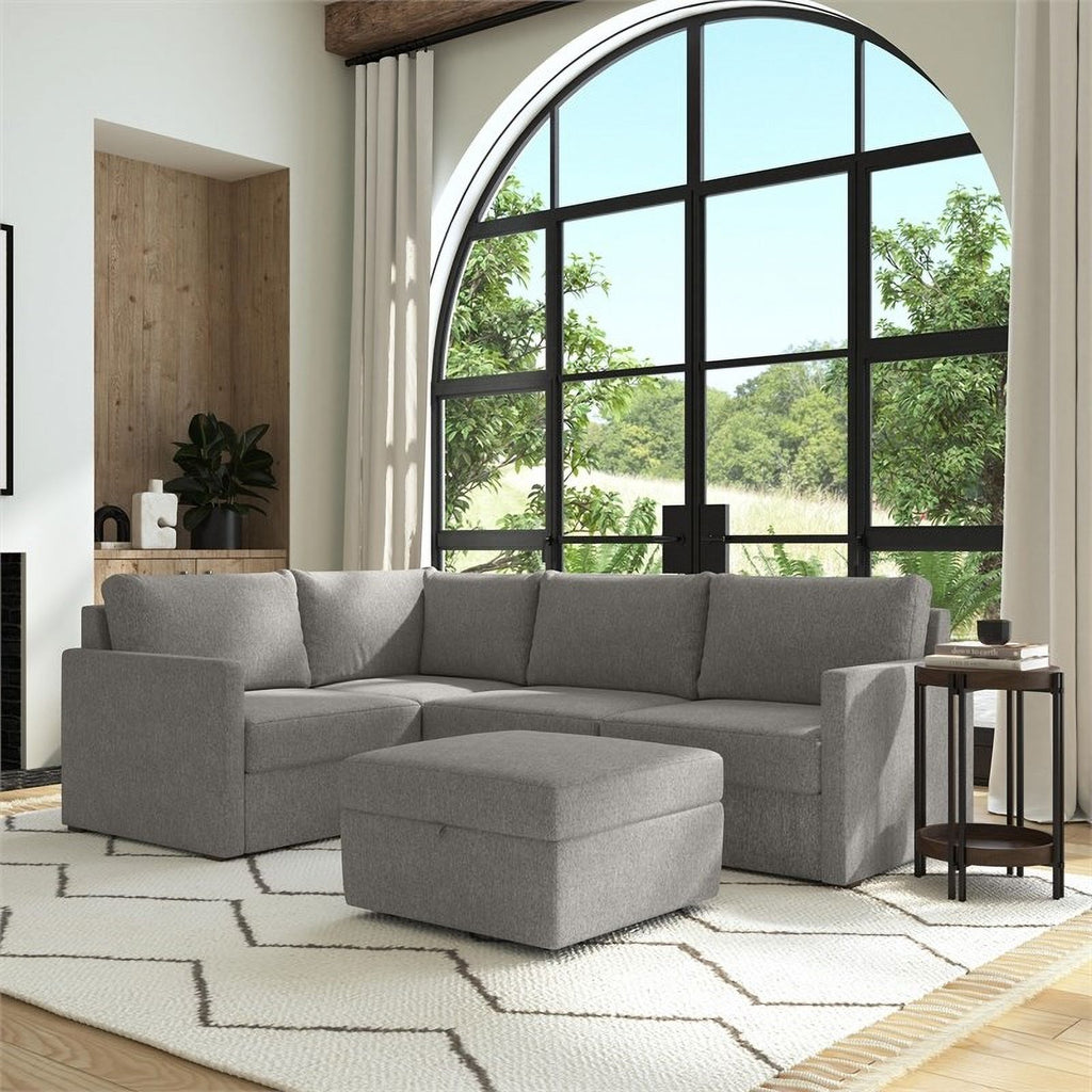 Gray 4 Seat Sectional with Performance Fabric V571