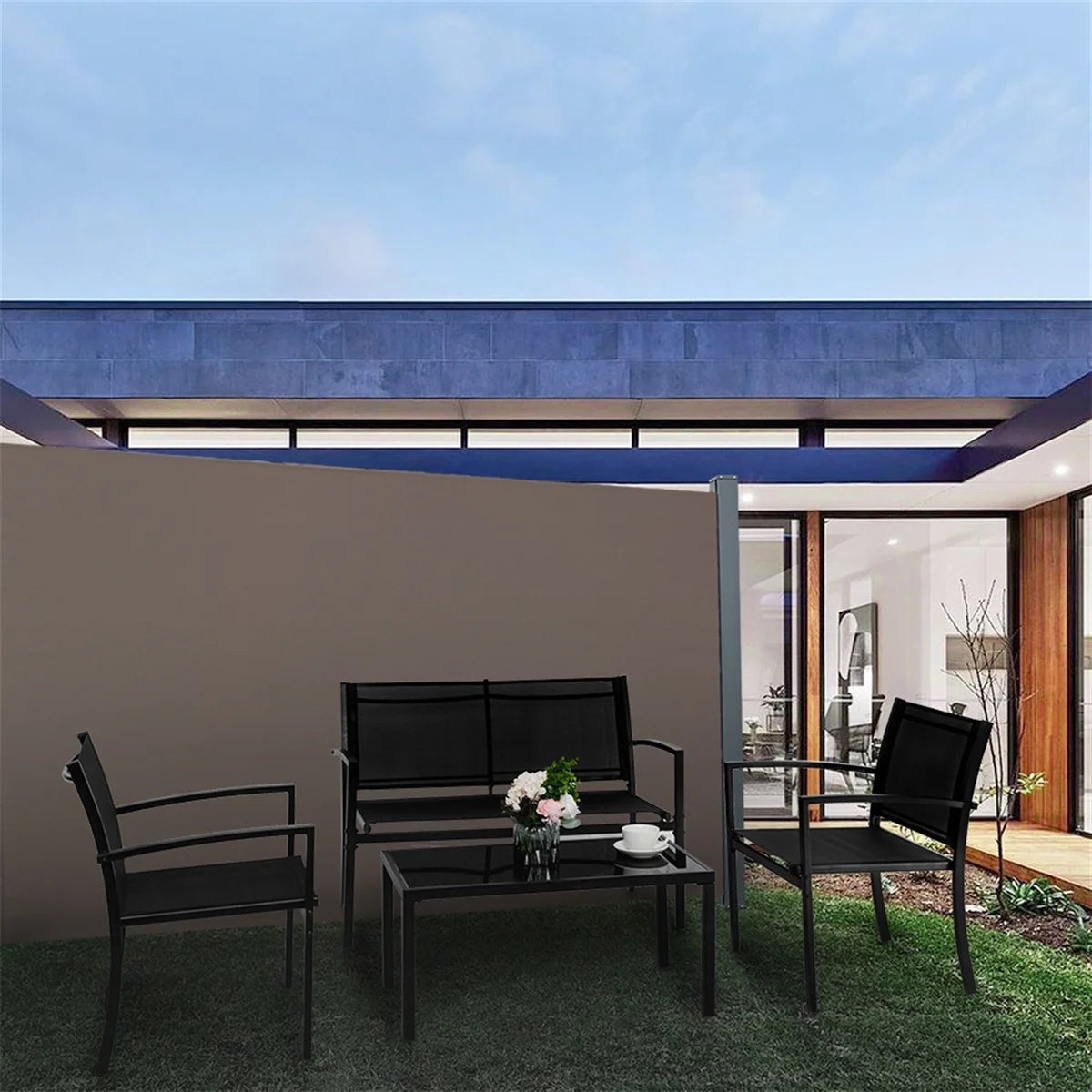 5x10ft Retractable Patio Side Awning, Outdoor Privacy Screen M719518