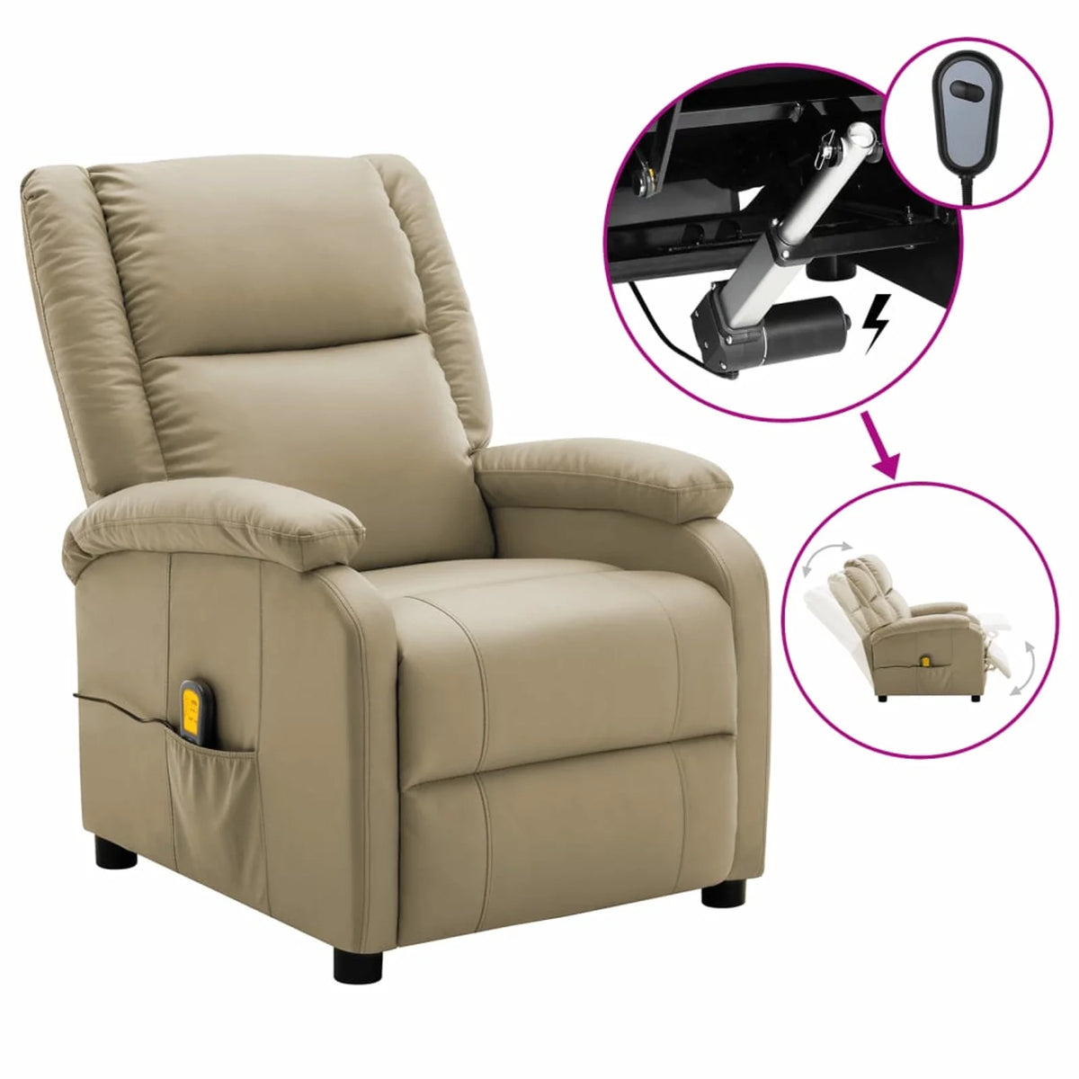 Electric Massage Recliner Cappuccino Faux Leather S356008
