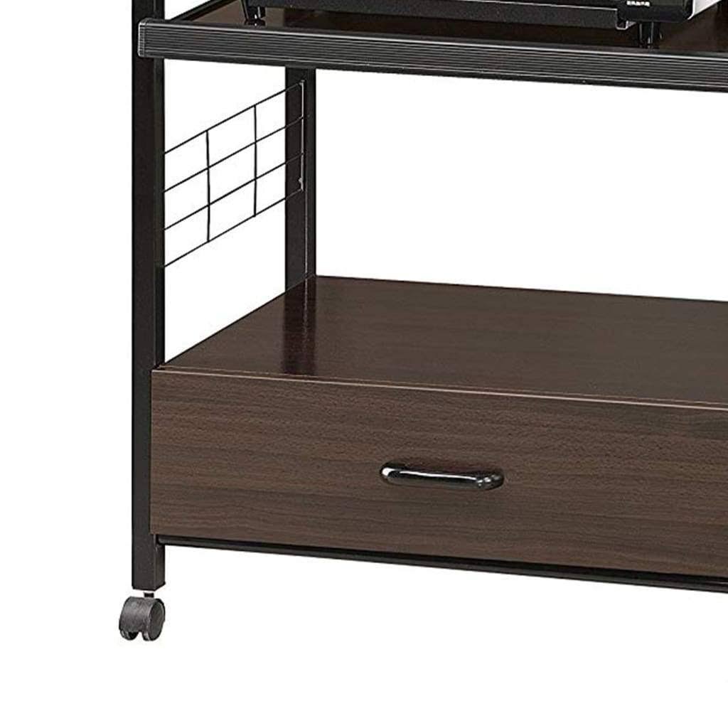 Black Kitchen Cart with Microwave Shelf S27313