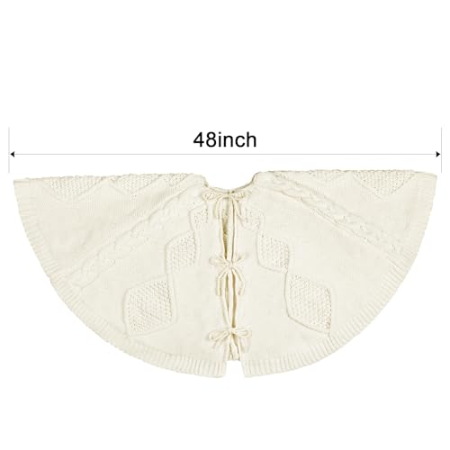 48 Inch Braided Cable Knit Cream White Tree Skirt L81175