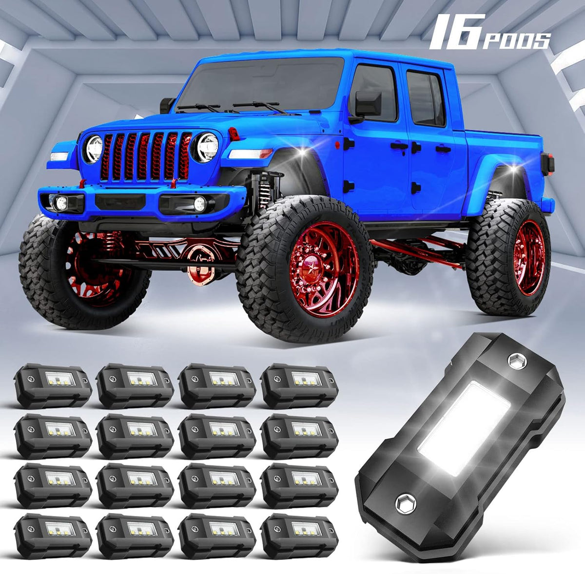 White 12 Pod Waterproof LED Rock Lights K759
