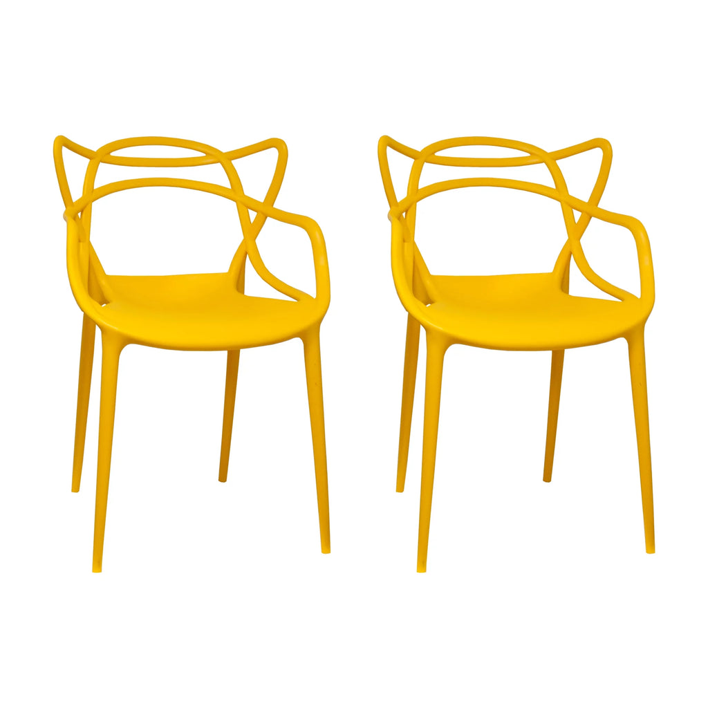 Yellow Molded Plastic Dining Chair Set of 2 S68611