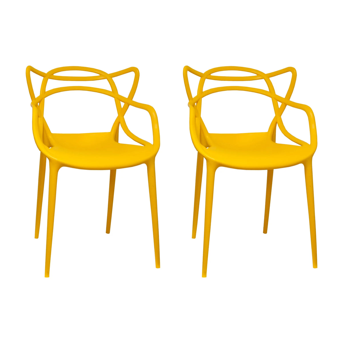 Yellow Molded Plastic Dining Chair Set of 2 S68611