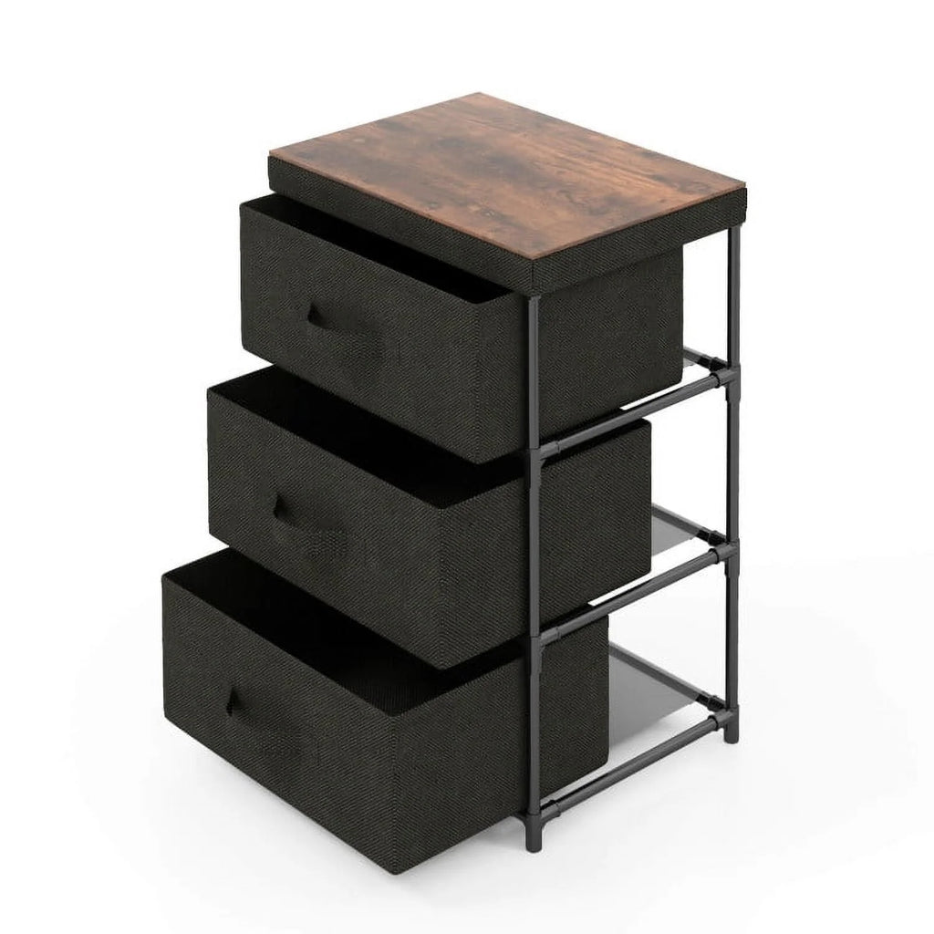 Grey Rustic Brown 2 Drawer Nightstand J9767