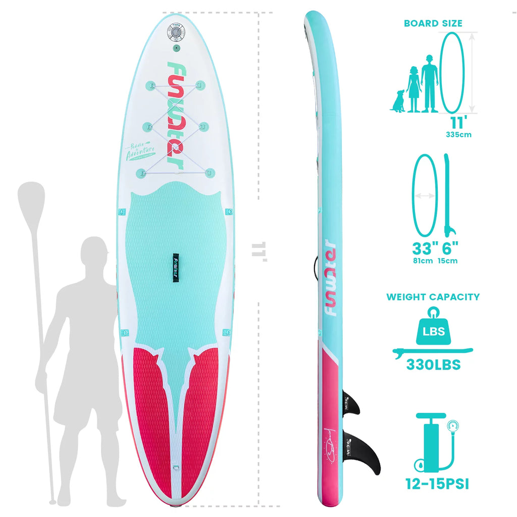 Light Blue Pink Inflatable Stand Up Paddle Board 11'x33''x6'' M683111