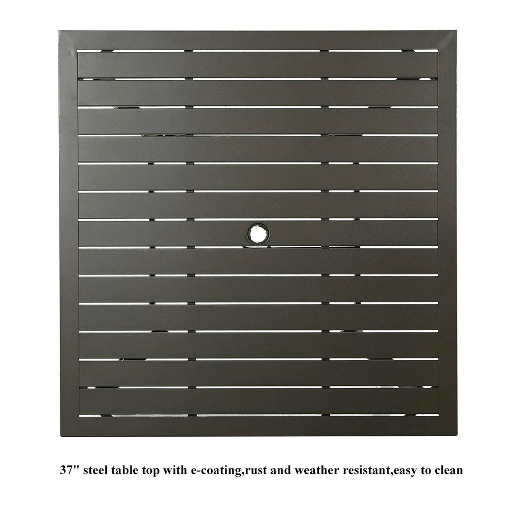 Metal Steel Slat 37 inch Dining Table with Umbrella Hole K73814