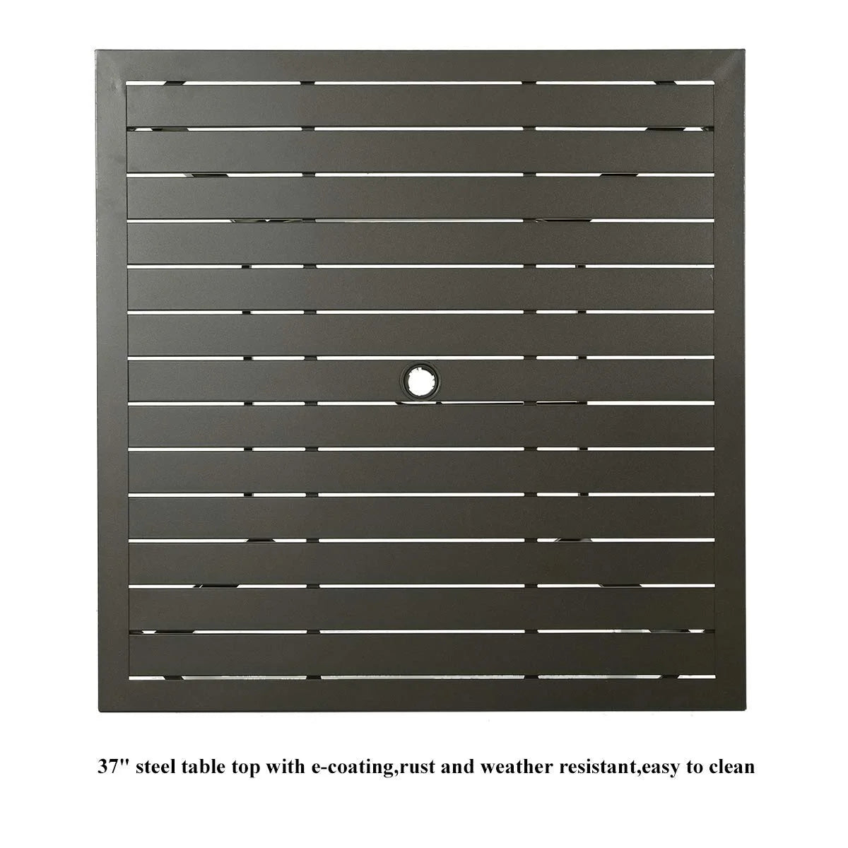 Metal Steel Slat 37 inch Dining Table with Umbrella Hole K73814
