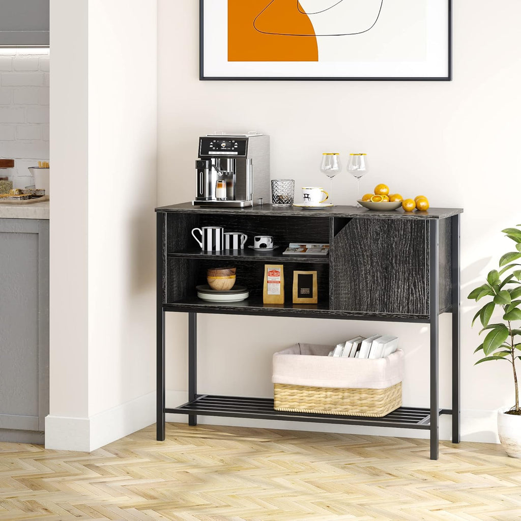 Black Kitchen Sideboard with Storage Buffet Cabinet Coffee Bar Console Table X9358