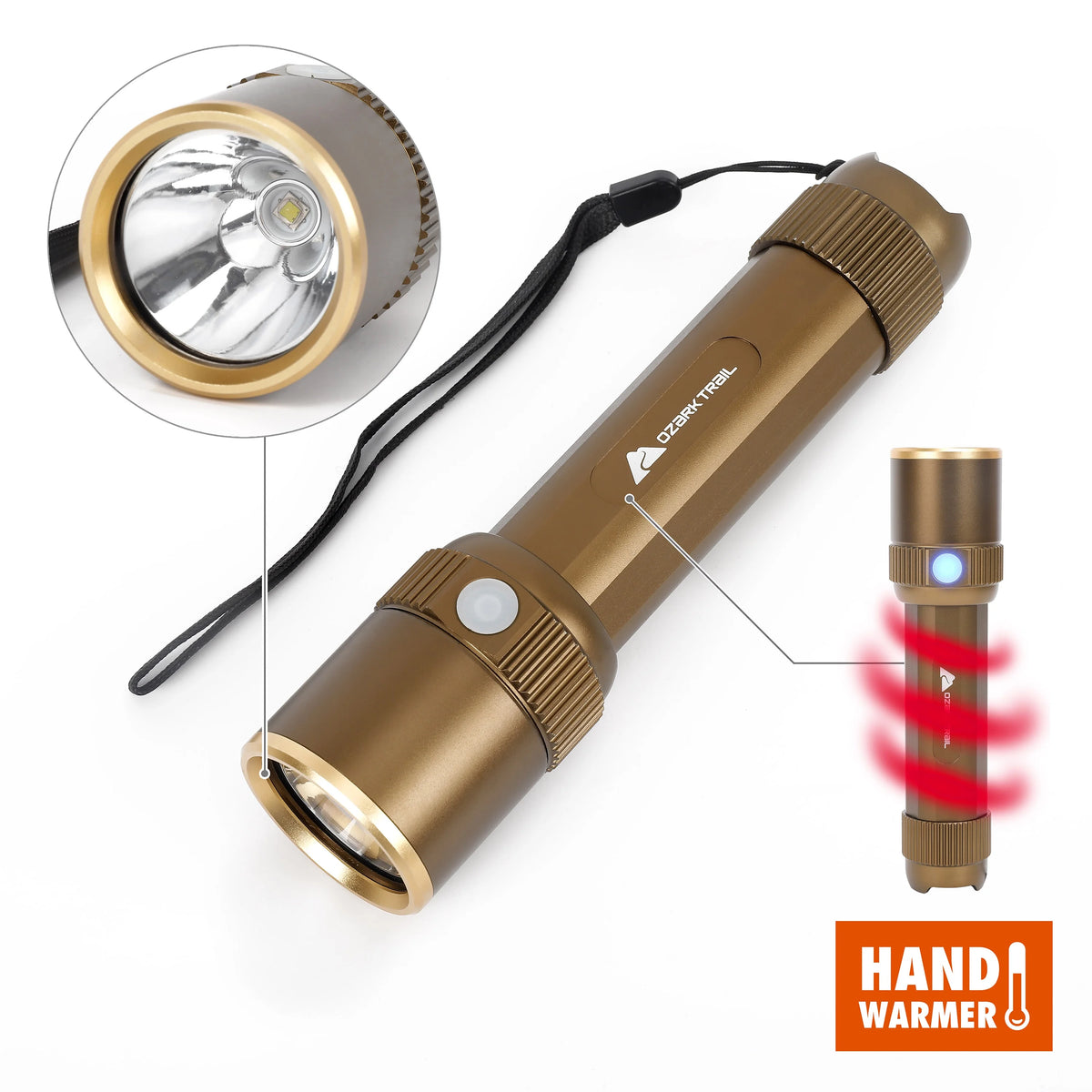 Rechargeable LED Flashlight with Power Bank and Hand Warmer, Green S944012