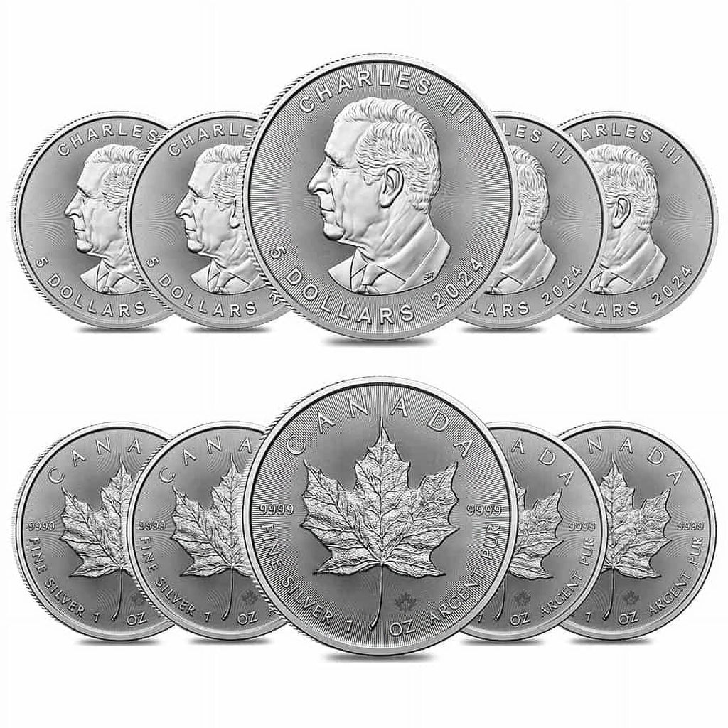 10 1 oz Canadian Silver Maple Leaf Coin A681