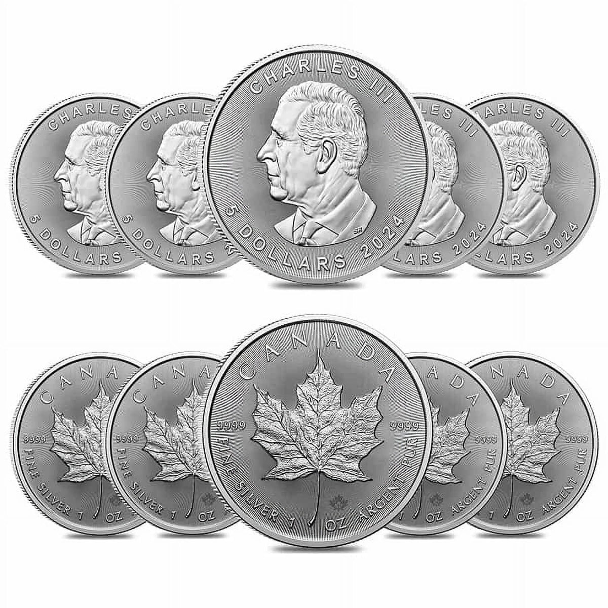 10 1 oz Canadian Silver Maple Leaf Coin A681