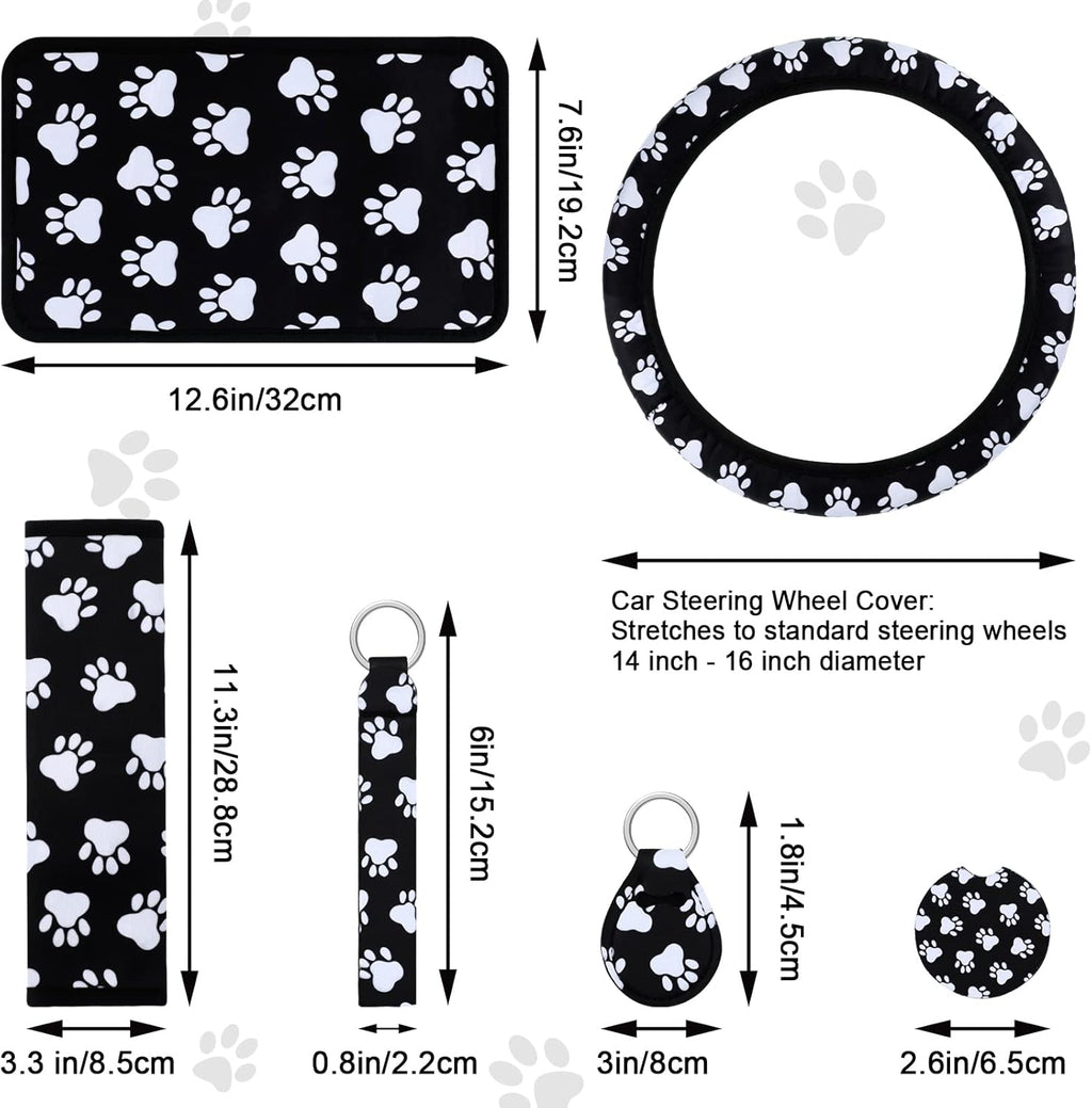 15 Pcs Paw Print Car Seat Cover Full Set Z899