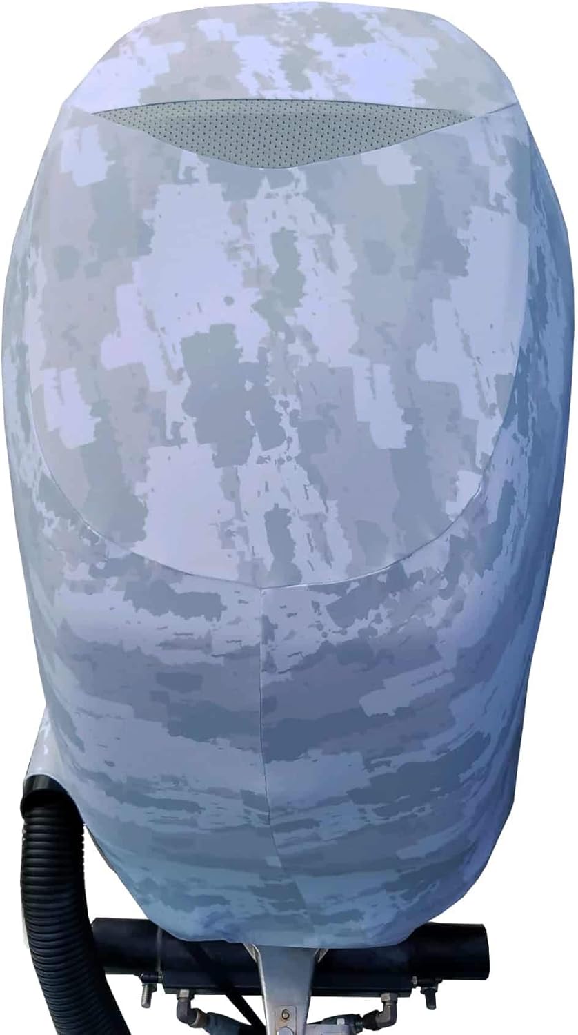 Grey Digital Camo Outboard Motor Cover K8279