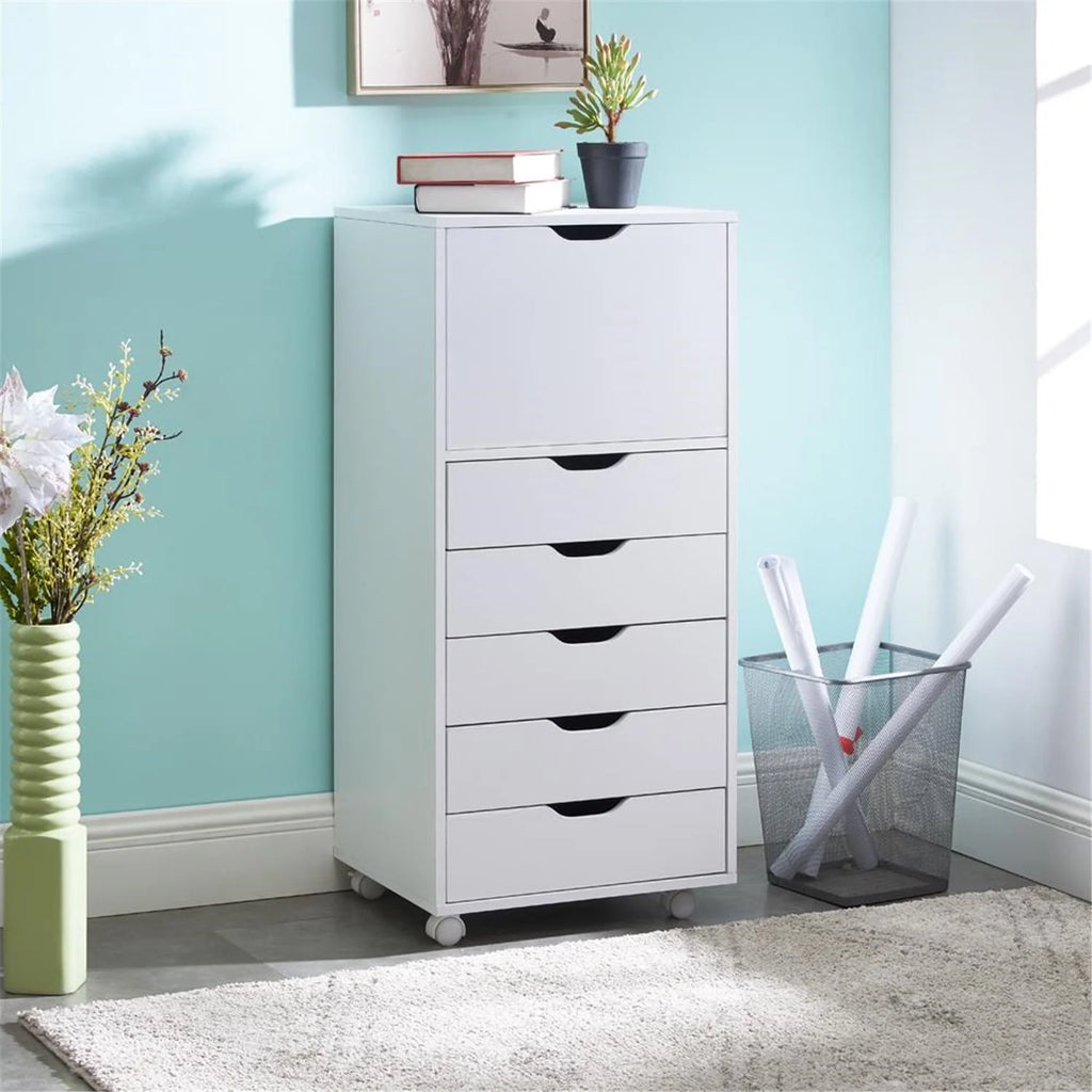 6 Drawer Grey Dresser with Wheels O303