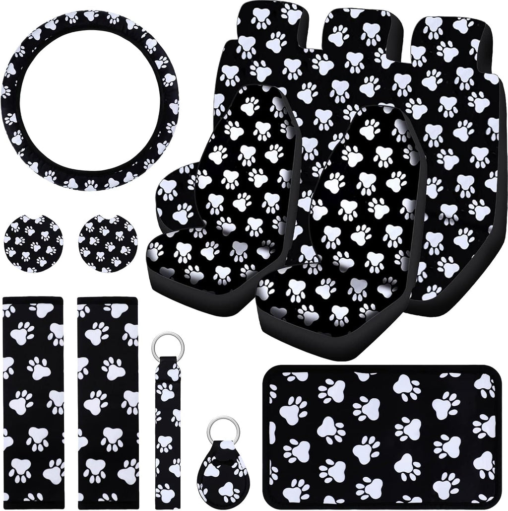 15 Pcs Paw Print Car Seat Cover Full Set Z899