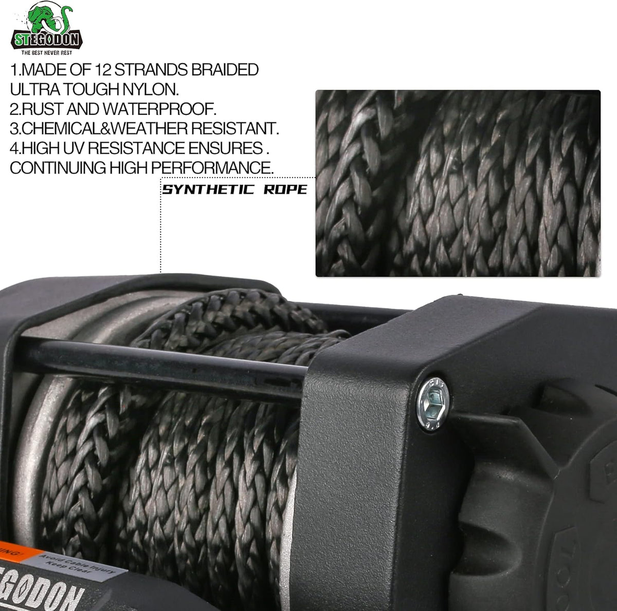 3500 lb. Load Capacity 12V Synthetic Rope Electric Winch with Wireless Remote D945
