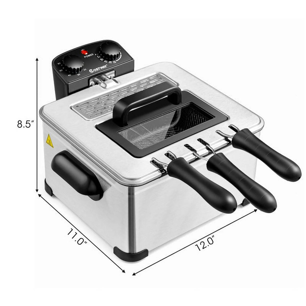 5.3Qt Stainless Steel Electric Deep Fryer with Triple Basket V1624