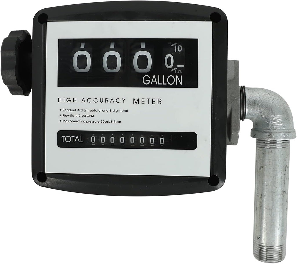 Mechanical Fuel Flow Meter 7-20 GPM 4-Digital Batch Display 50 PSI Pack of 2 D620
