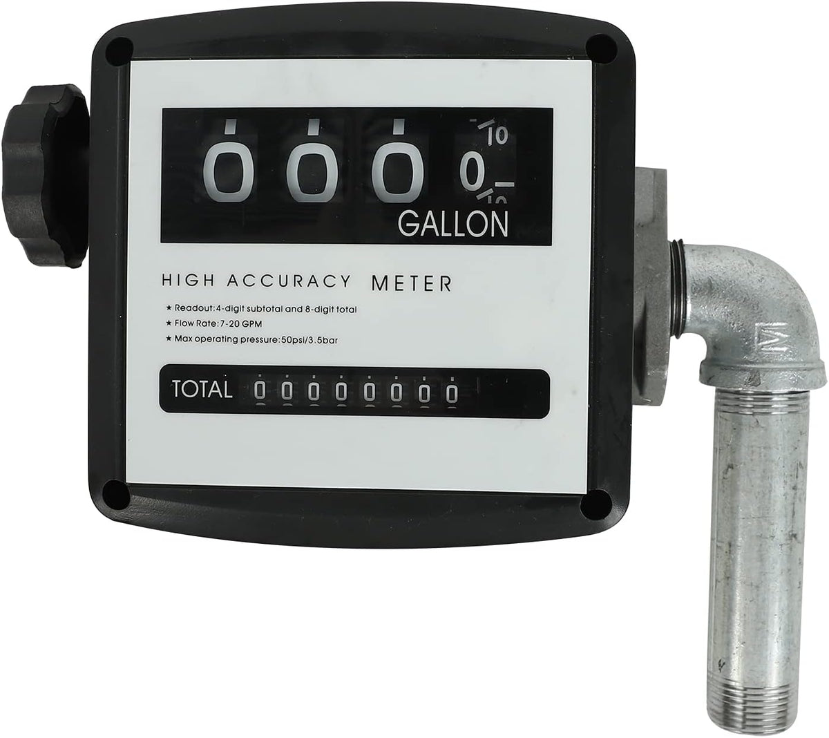 Mechanical Fuel Flow Meter 7-20 GPM 4-Digital Batch Display 50 PSI Pack of 2 D620