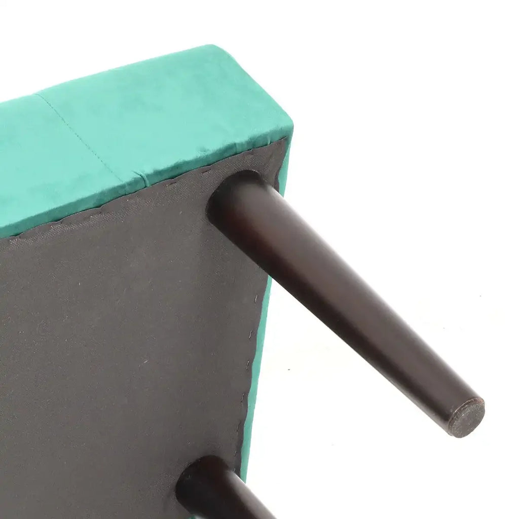Green Velvet Upholstered Bench with Wooden Legs N772023