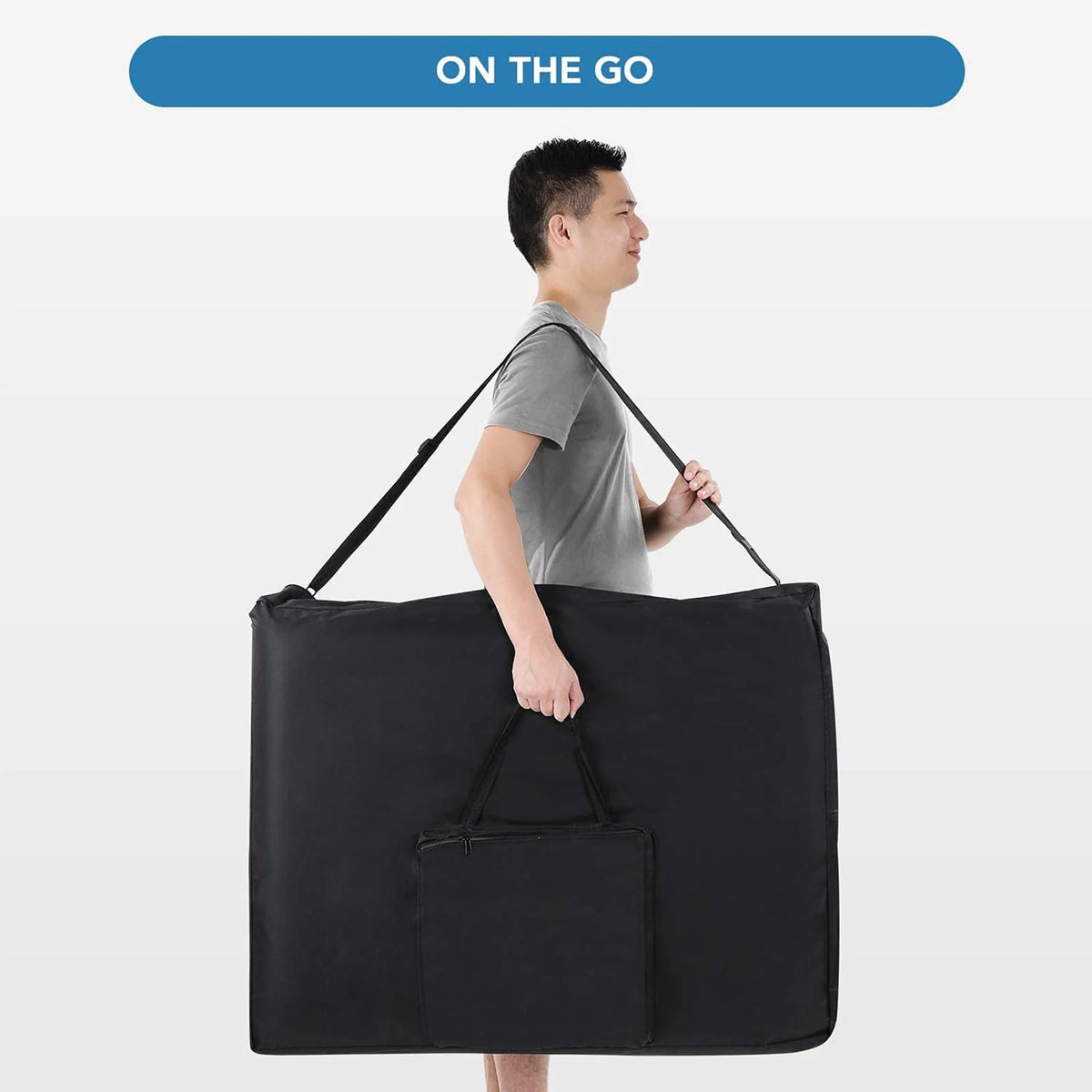 Portable Height Adjustable 3 Sections Wooden Massage Table with Face Hole and Carrying Bag T7826