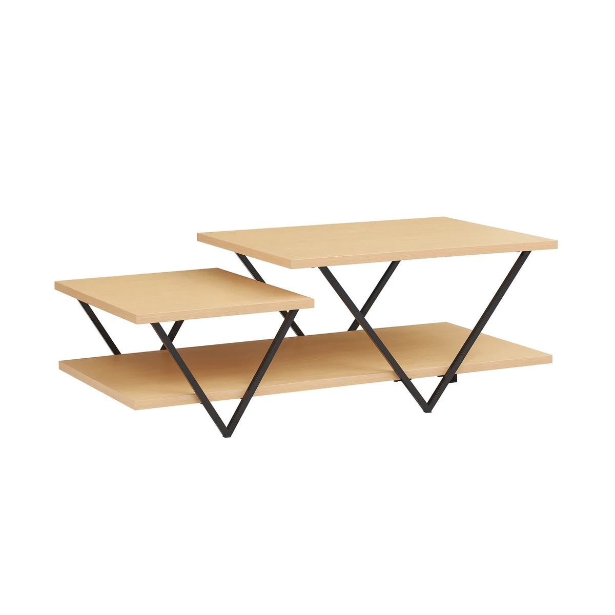 48 Inch 2 Tier Coffee Table with Bottom Shelf V886240