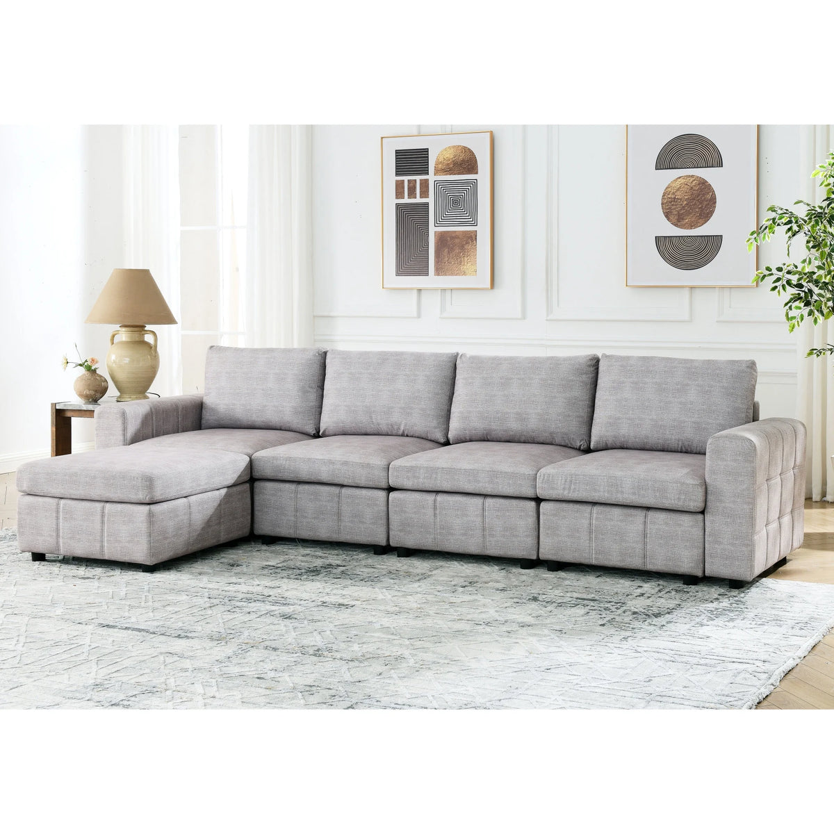 L Shaped Upholstered Modular Sectional Sofa L546194