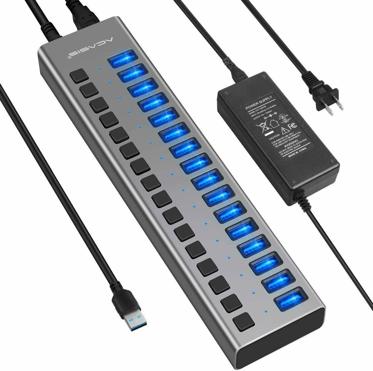 Powered USB Hub 16 Ports 90W USB 3.0 Data Hub P726492