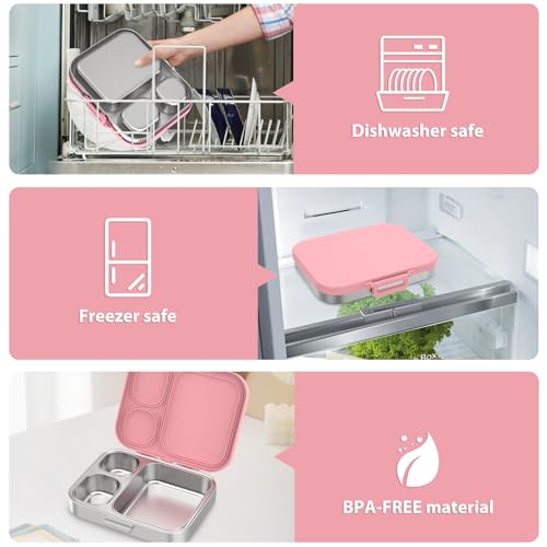 Stainless Steel 3-Compartment Leakproof Lunch Box I3828