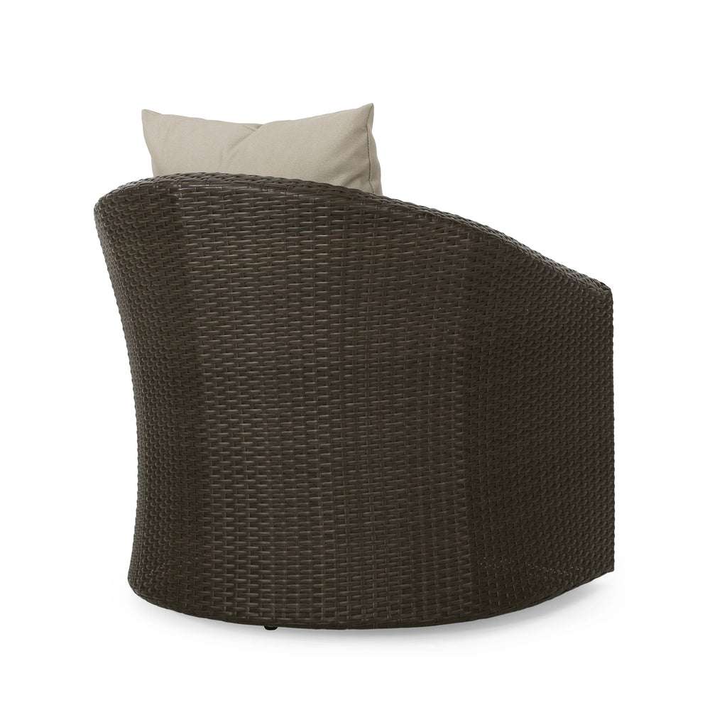 Mixed Brown and Mixed Khaki Wicker Swivel Club Chair J6642
