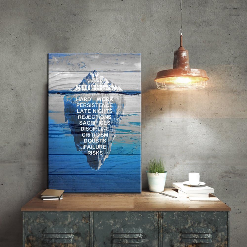 Canvas Quotes Wall Art Vintage Wood Style Iceberg Poster Stretched Gallery Wraps Giclee Print 24x36inch S928