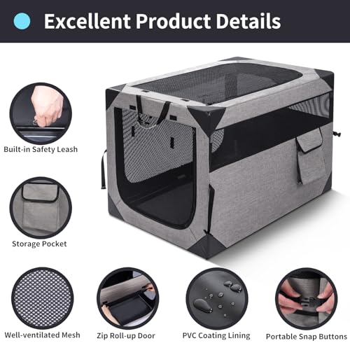 30 Inch Light Grey Collapsible Soft Dog Crate R94297