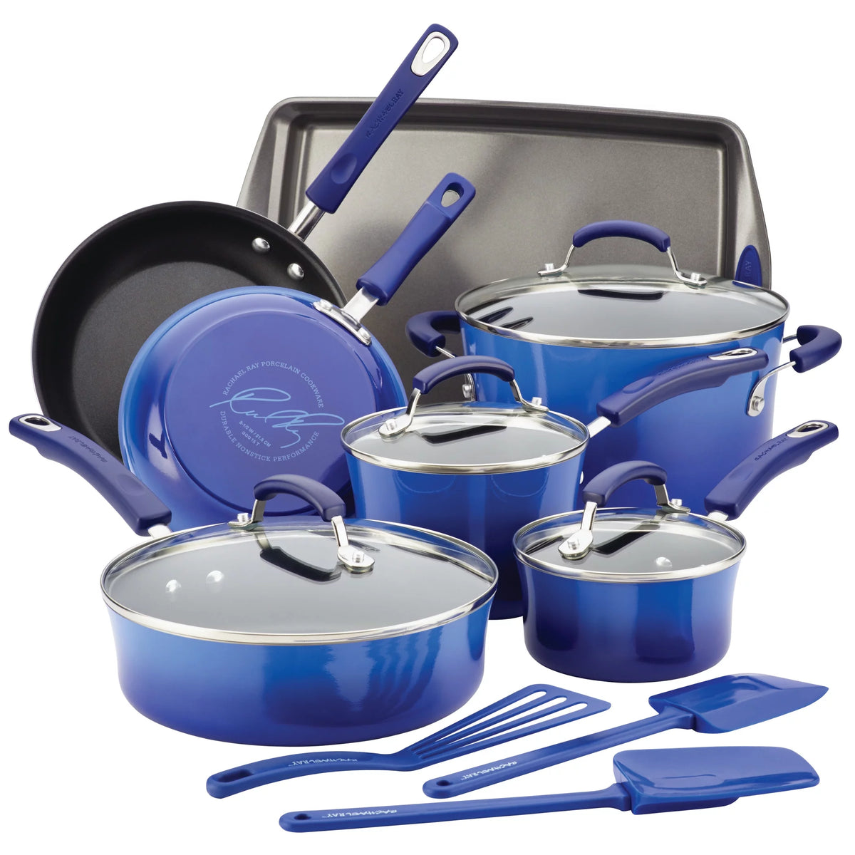 14 Piece Blue Nonstick Porcelain Enamel Cookware Set N4620