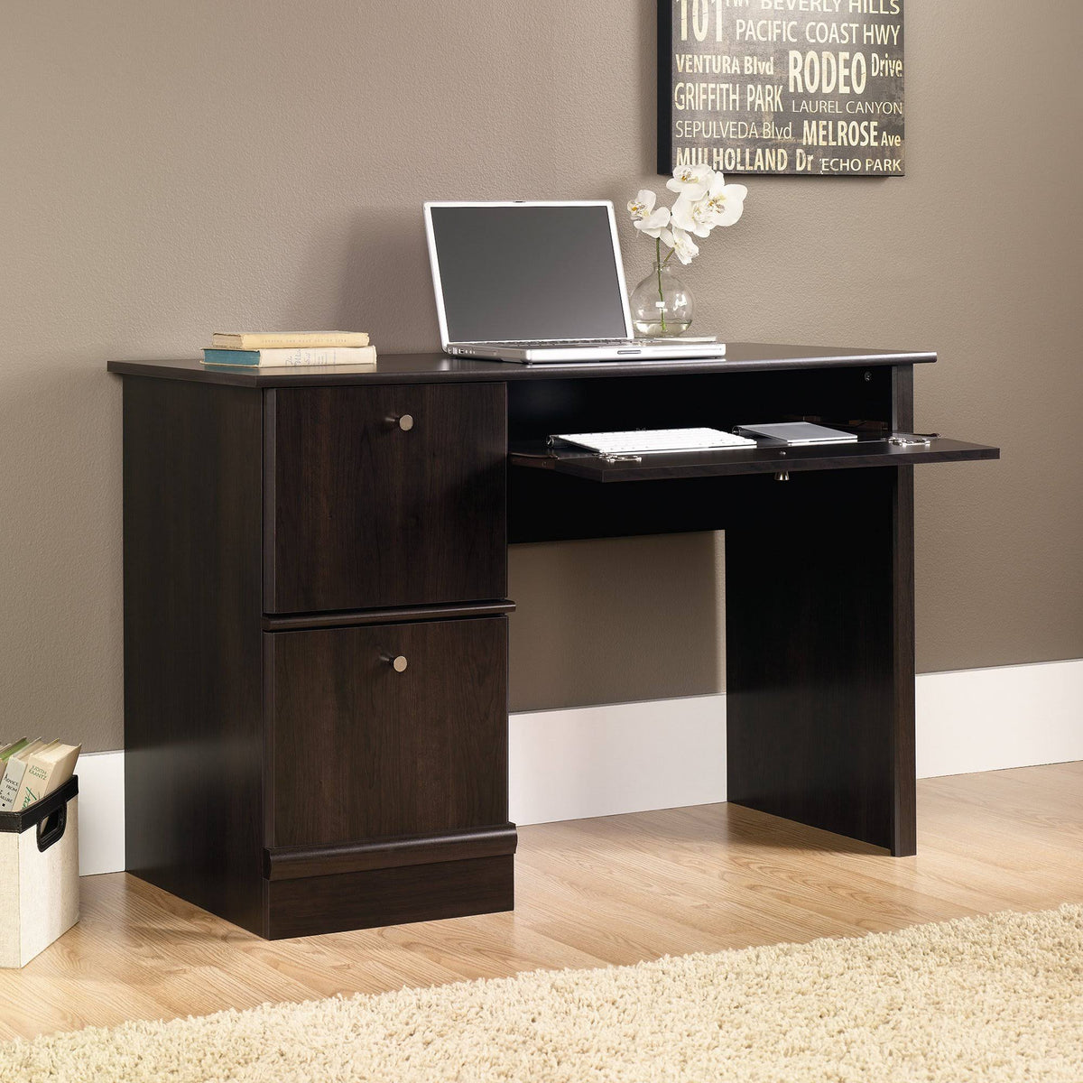 Computer Desk with Keyboard Tray in Cinnamon Cherry J545938