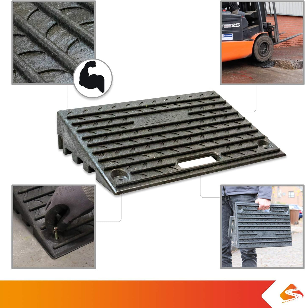 4 Inch Driveway Curb Ramp Pack of 2, Heavy Duty Rubber Ramps G7559