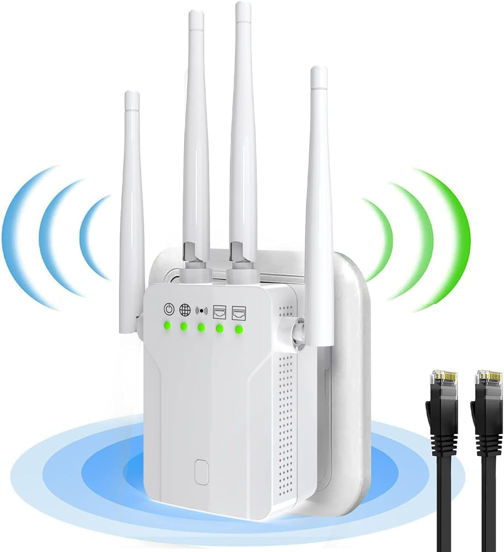 White Pack of 2 WiFi Extender with 10 Feet Ethernet Cable Y9002