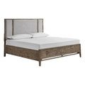 Wood Cal.King Panel Bed with Upholstered Headboard in Brown K822