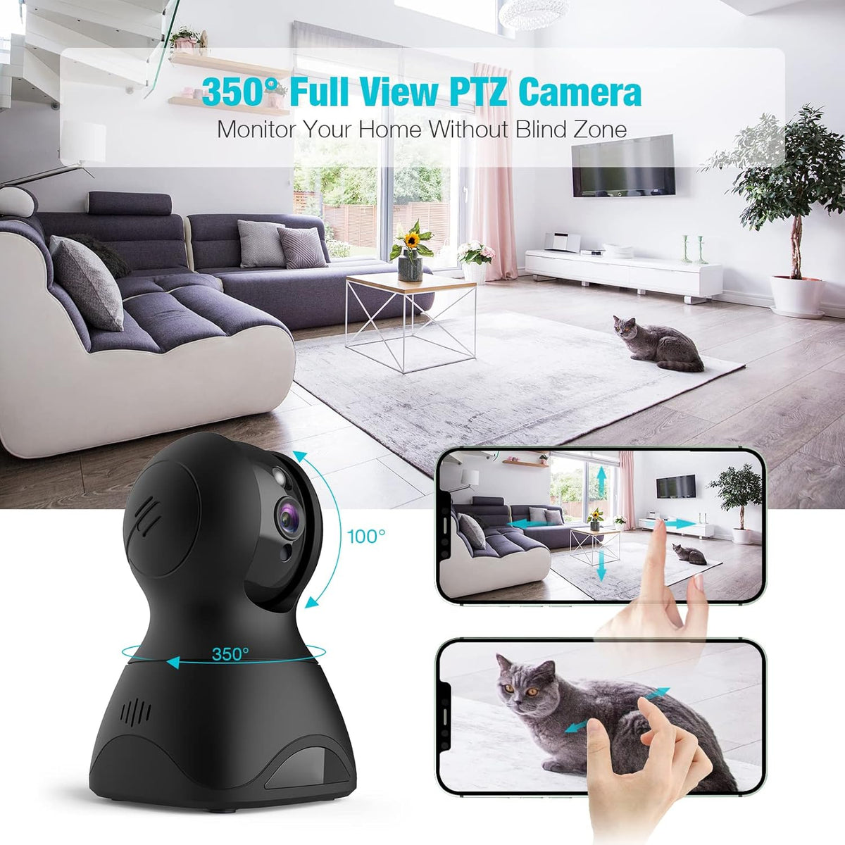 1080P WiFi Pan/Tilt Pet Camera with Night Vision C331153