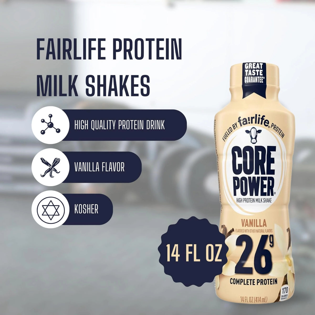 26g Protein Milk Shakes Vanilla 14 Fl Oz Pack of 12 Y8850
