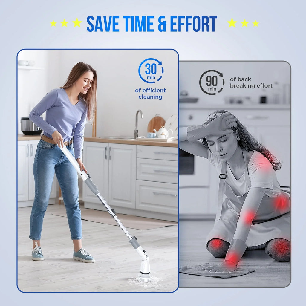 Cordless Electric Spin Scrubber with 4 Heads J2651
