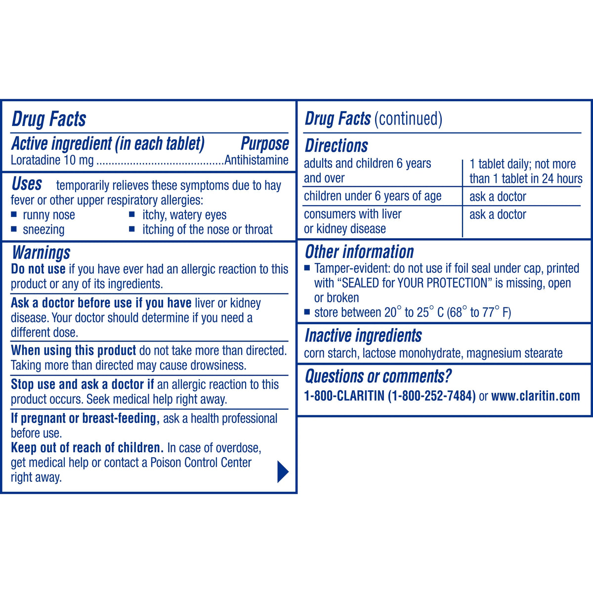 10 mg Non Drowsy Allergy Relief Tablets F275544