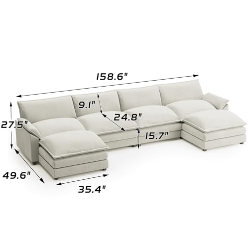 Dark Grey Chenille U Shaped Modular Sofa with Ottoman I7438